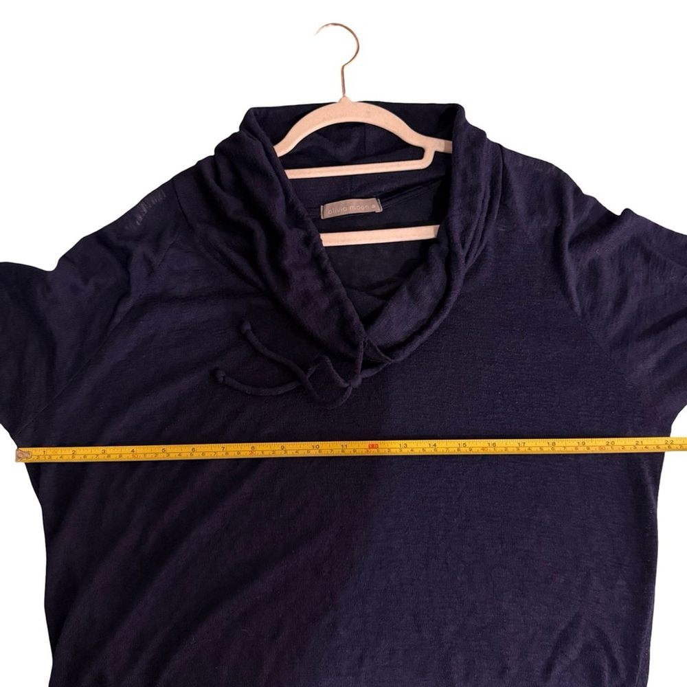 Olivia Moon Deep Blue Navy Cowl Knit Top Size L Relaxed Fit Casual Streetwear - Picture 6 of 11